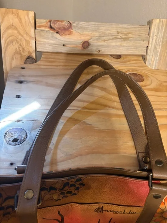 Anuschka Hand-Painted Floral Leather Tote Bag in Multicolor EUC - Picture 3 of 10